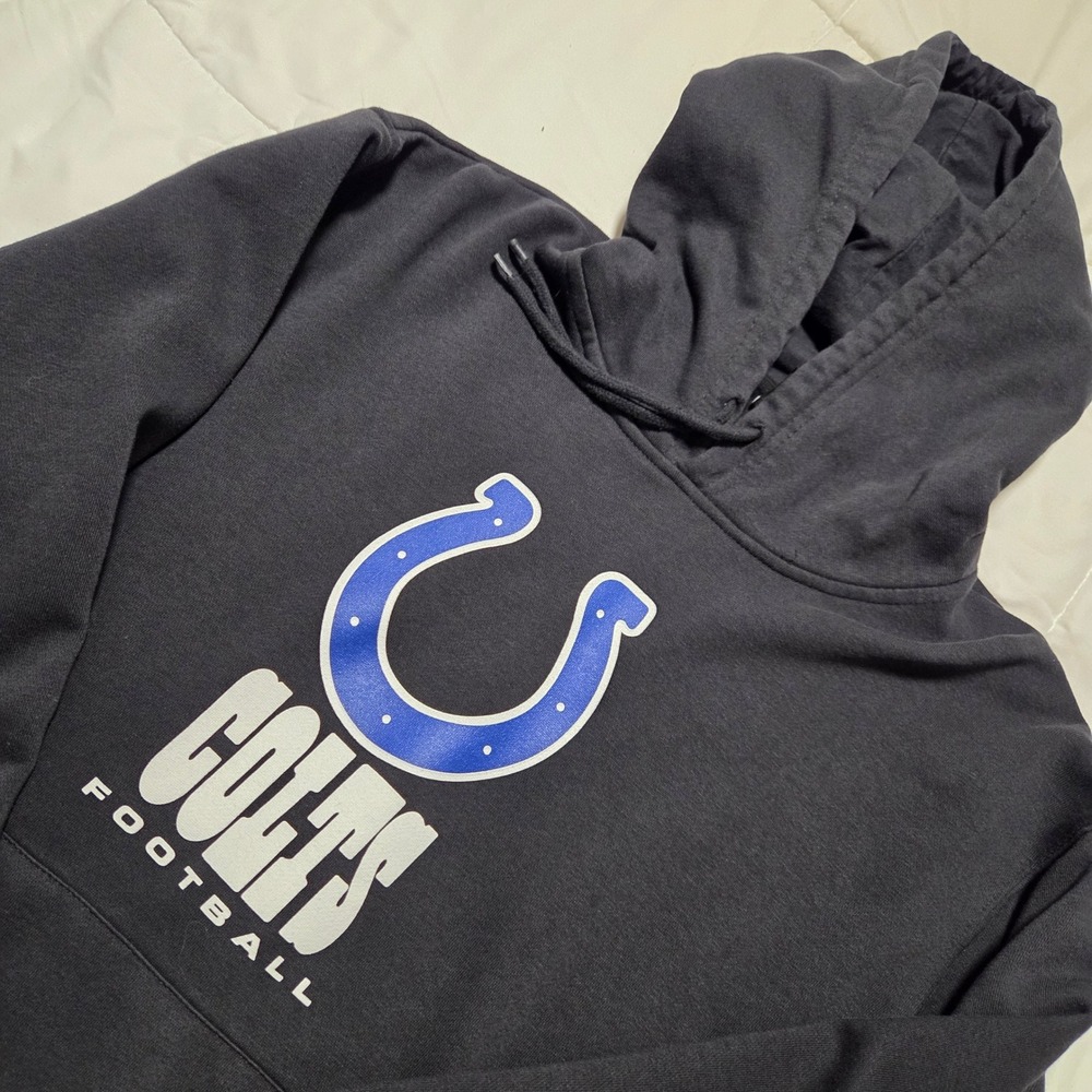 NFL Team Apparel Indianapolis Colts Football Hoodie Black Mens Large Horseshoe
